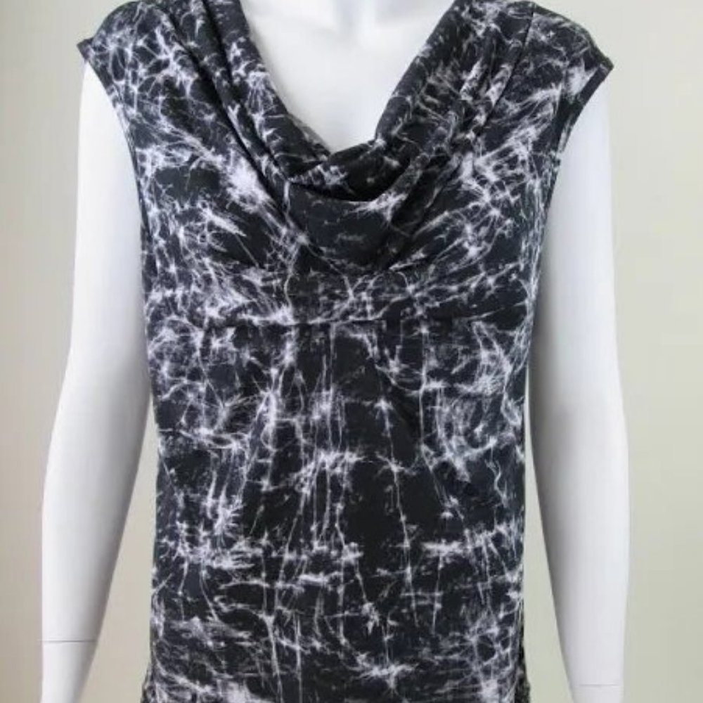 Michael Kors Black/White ABSTRACT Cowl Neck Sleeveless LADIES Top Blouse S